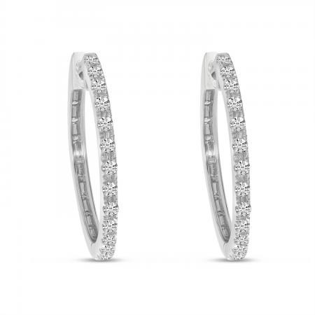 14K Yellow and White Gold Two Tone . 52 Ct Diamond Hoops
