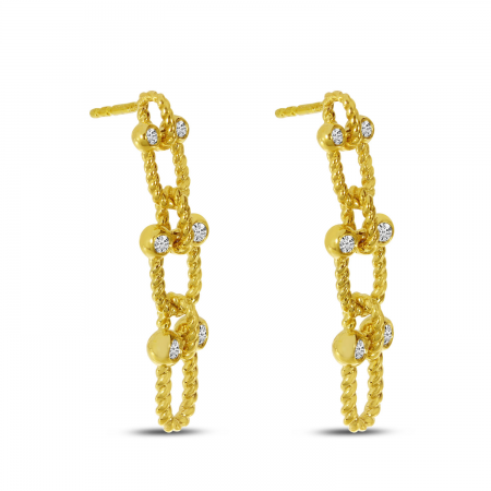 14K Yellow Gold Diamond Twist U-Link Earrings