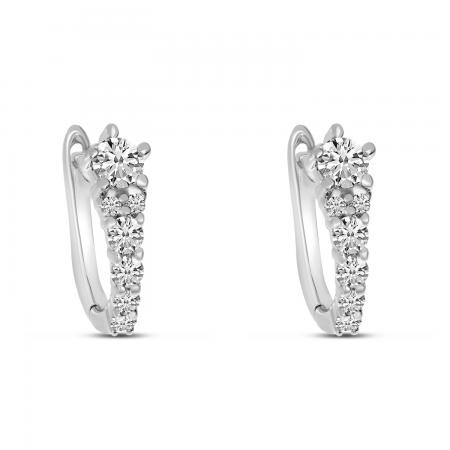 14K White Gold Diamond Graduated Huggie Earrings