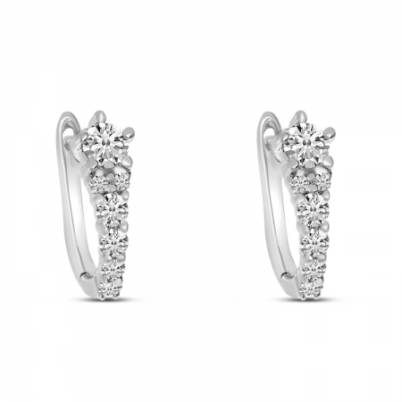 14K White Gold Diamond Graduated Huggie Earrings