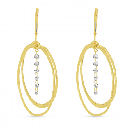 14K Yellow Gold Double Oval 3-D Earrings