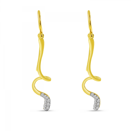 14K Yellow Gold Diamond Fashion Swirl Earrings