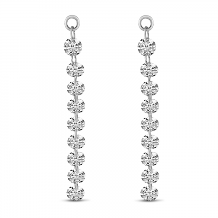 14K White Gold Dashing Diamond 9 Stone Dangle Ear Jacket