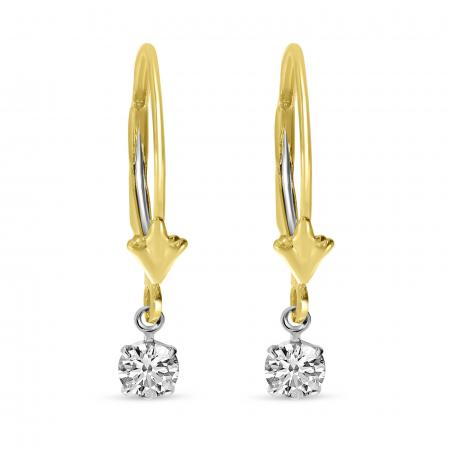 14K Yellow Gold Floating Diamonds Leverback Earrings