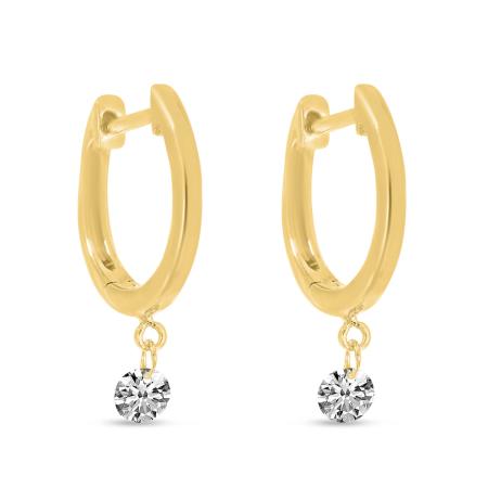 14K Yellow Gold Dashing Diamond Huggie Earrings