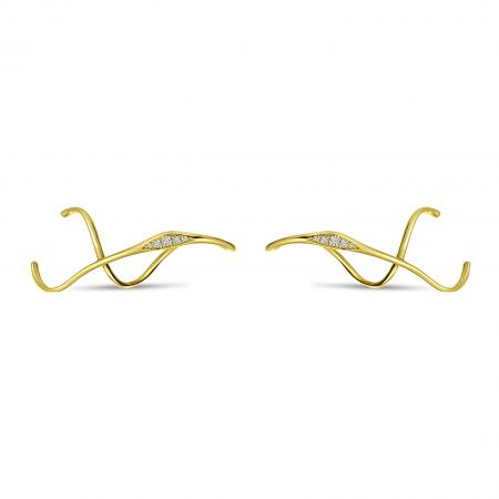 14K Yellow Gold Diamond Freeform Ear Cuff