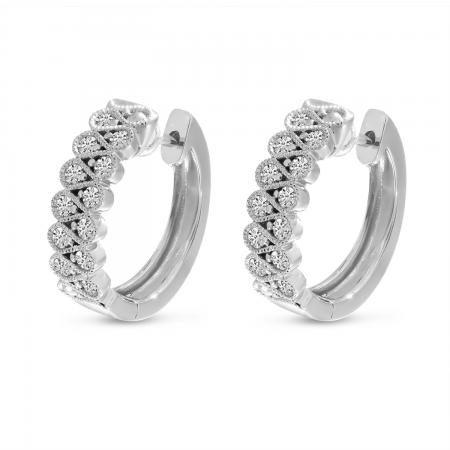 14K White Gold Diamond Interlocking Huggie Earrings