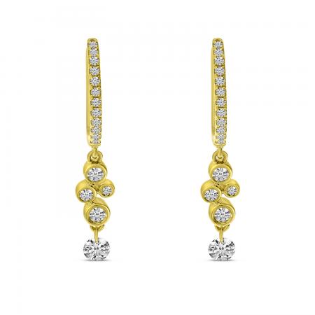 14K Yellow Gold Dashing Diamond Diamond Bezel Dangle Earrings