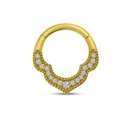 14K Yellow Gold Half Pair Diamond Millgrain Daith Piercing Earring