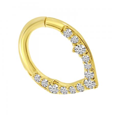 14K Yellow Gold Half Pair Diamond Daith Piercing Earring
