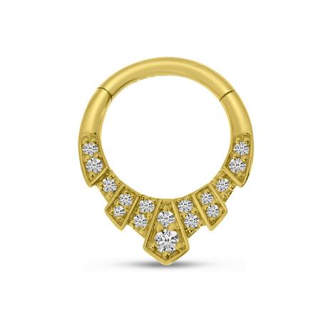 14K Yellow Gold Half Pair Diamond Art Deco Daith Piercing Earring