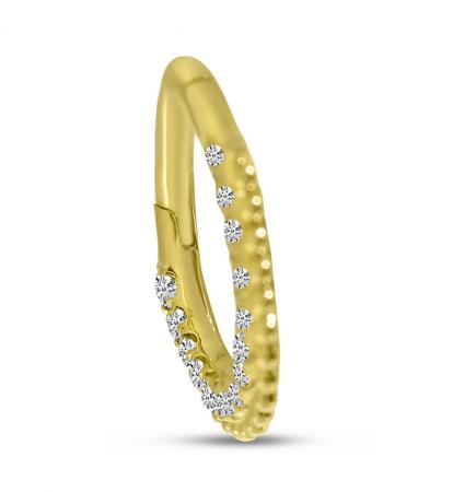 14K Yellow Gold Half Pair Diamond Beaded Daith Piercing Earring