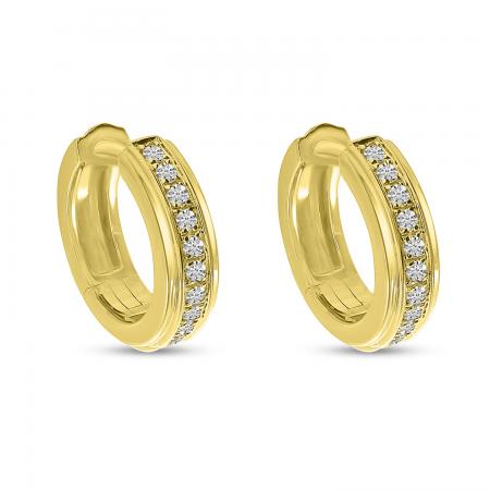 14K Yellow Gold Channel Set Diamond Huggies