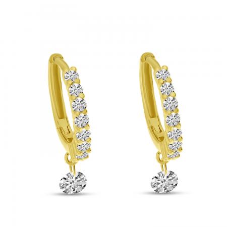 14K Yellow Gold Dashing Diamond Hhuggie Earrings