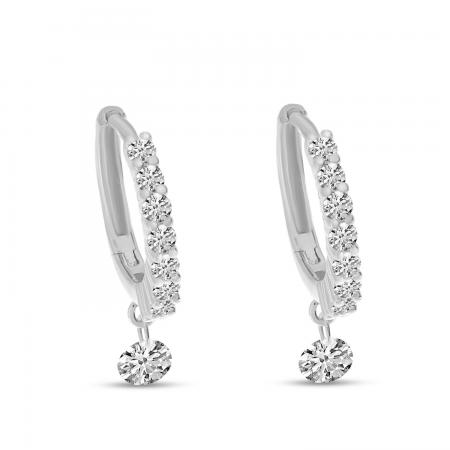 14K Yellow Gold Dashing Diamond Hhuggie Earrings
