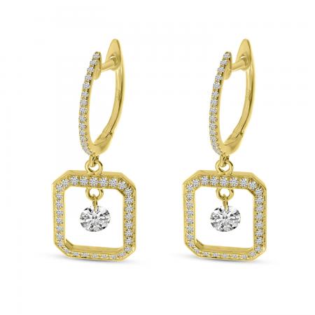 14K Yellow Gold Dashing Diamond Portrait Earrings