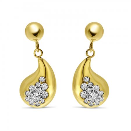 14K Yellow Gold Petite Diamond Teardrop Stud Earrings