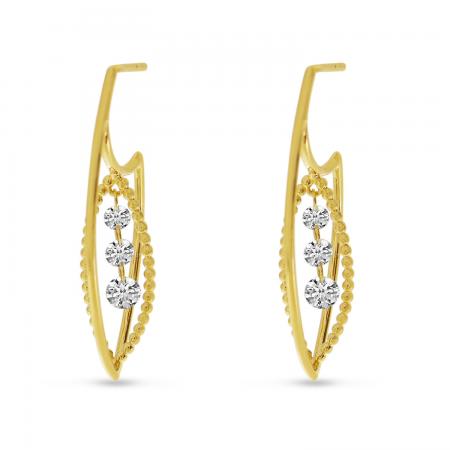 14K Yellow Gold Dashing Diamonds 3D Beaded Earrings