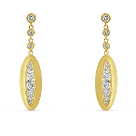14K Yellow Gold Graduated Diamond Dangle Earrings