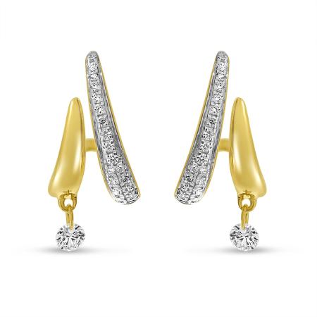 14K Yellow Gold Dashing Diamond Double Huggie Earrings