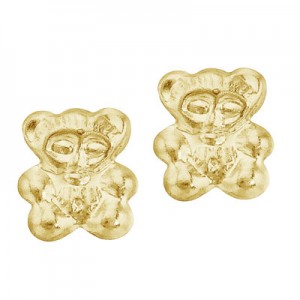 14K Yellow Gold Baby Bear Screwback Earrings