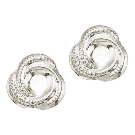 14K White Gold Baby Knot Screwback Earrings