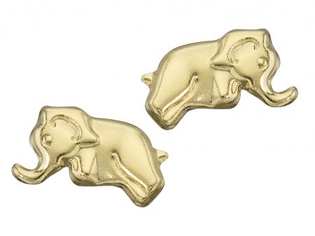 14K Yellow Gold Baby Elephant Screwback Earrings