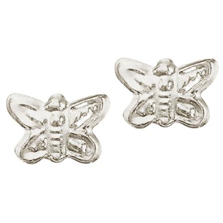 14K White Gold Baby Butterfly Screwback Earrings