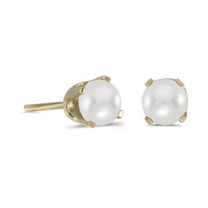 14k Yellow Gold Pearl Stud Earrings