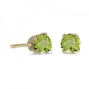 14k Yellow Gold Round Peridot Stud Earrings