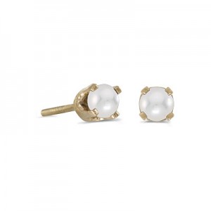 14k Yellow Gold Pearl Screw-back Stud Earrings