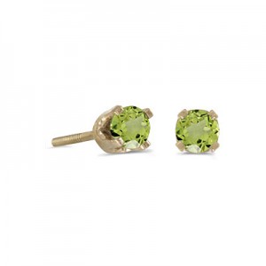 14k Yellow Gold Round Peridot Screw-back Stud Earrings