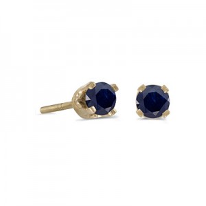 14k Yellow Gold Round Sapphire Screw-back Stud Earrings