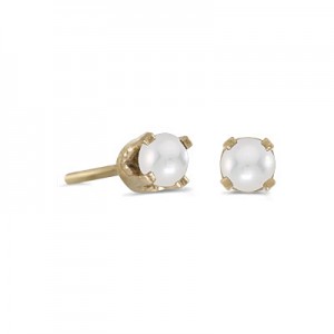 14k Yellow Gold Pearl Stud Earrings