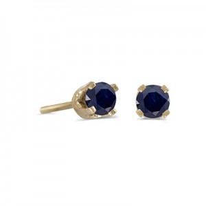 14k Yellow Gold Round Sapphire Stud Earrings