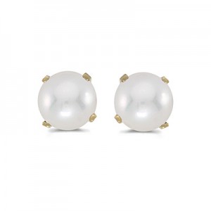 14k Yellow Gold Pearl Stud Earrings