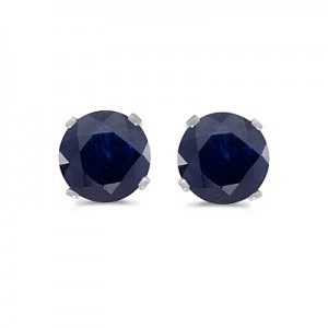 14k White Gold Round Sapphire Stud Earrings