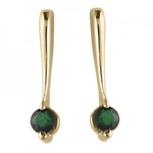 14K Yellow Gold Emerald Drop Earrings