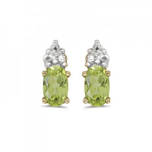 14k Yellow Gold Oval Peridot Earrings