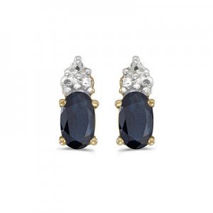 14k Yellow Gold Oval Sapphire Earrings