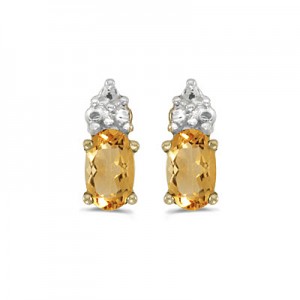 14k Yellow Gold Oval Citrine Earrings