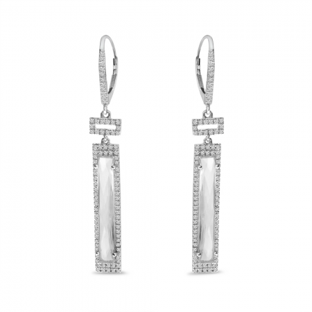 14K White Gold Fancy Cut White Topaz & Diamond Dangle Earrings