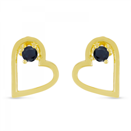 14K Yellow Gold Sapphire Open Heart Birthstone Earrings