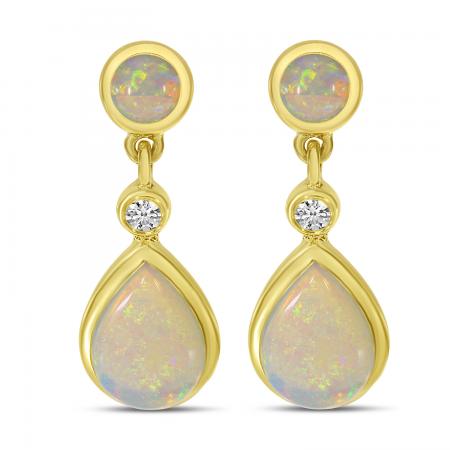 14KY OPAL/DIA RD/PR DROP EAR