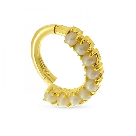 14K Yellow Gold Half Pair Pearl Daith Piercing Earring