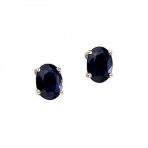 14K Yellow Gold Oval Sapphire Earrings