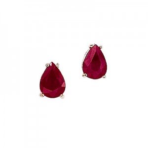 14K Yellow Gold Pear Ruby Earrings