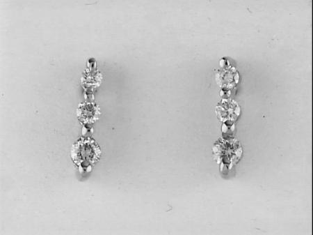 14k White Gold .25 Ct Diamond Three Stone Earring