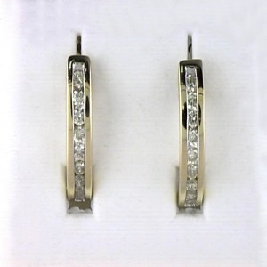 14k Yellow Gold Small Diamond Hoop Earrings