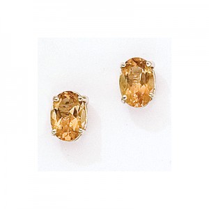 14K Yellow Gold Oval Citrine Earrings